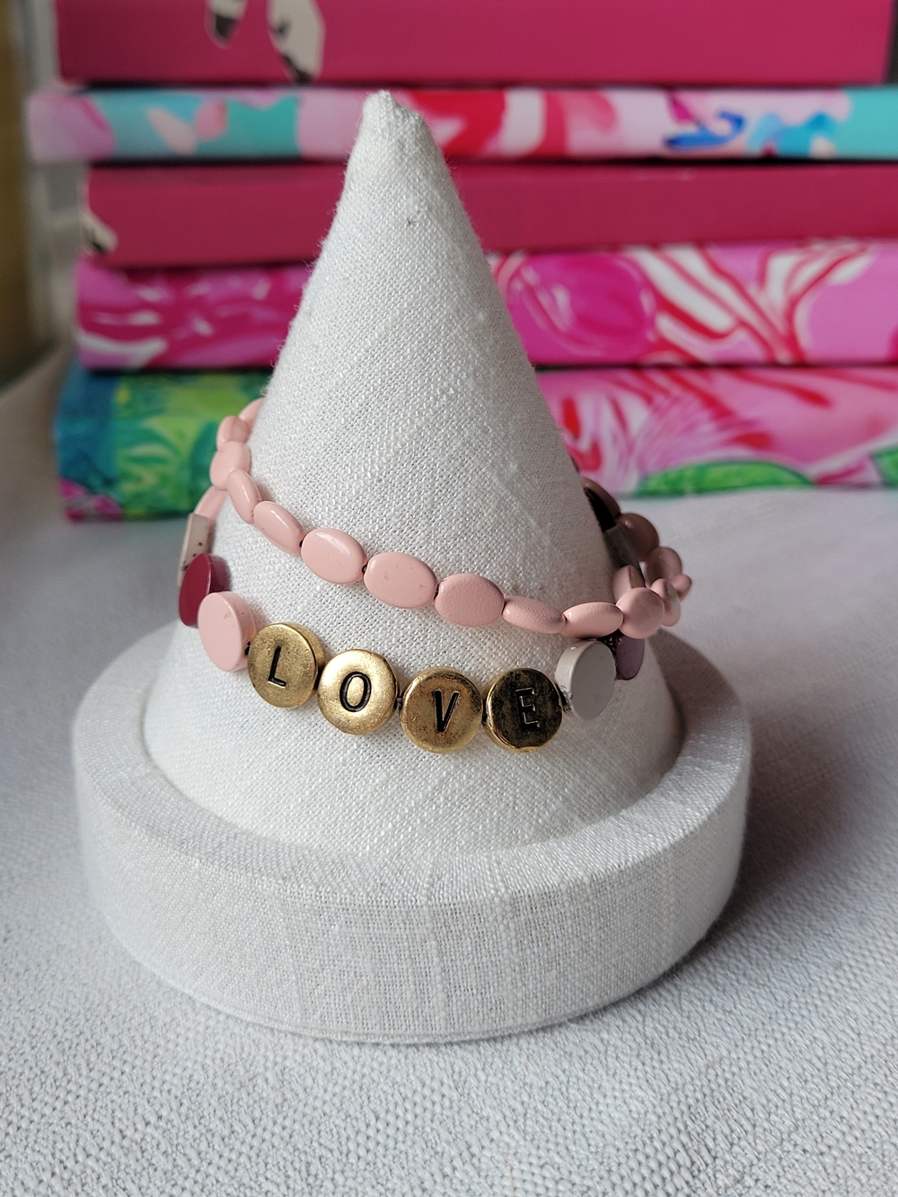 Pink Beaded Stretch Bracelet Set